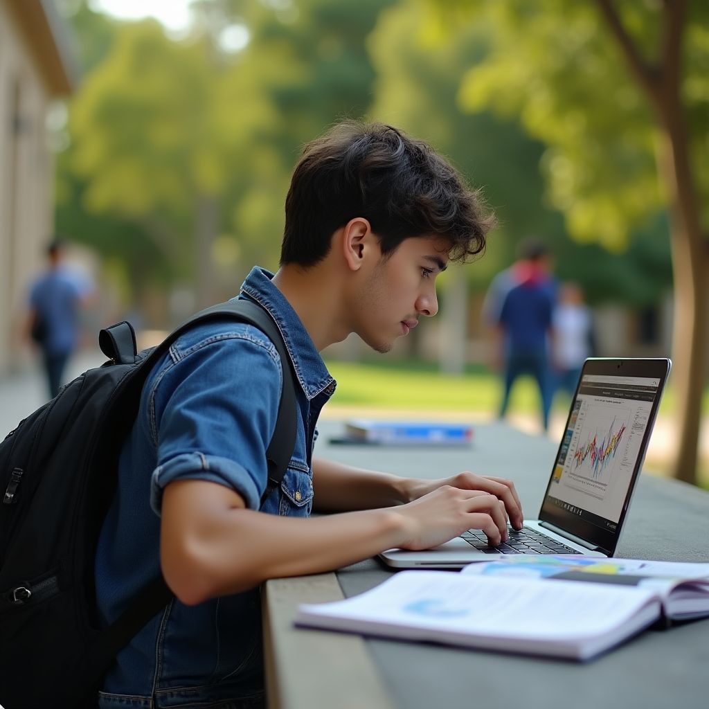 Estudiante universitario invirtiendo
