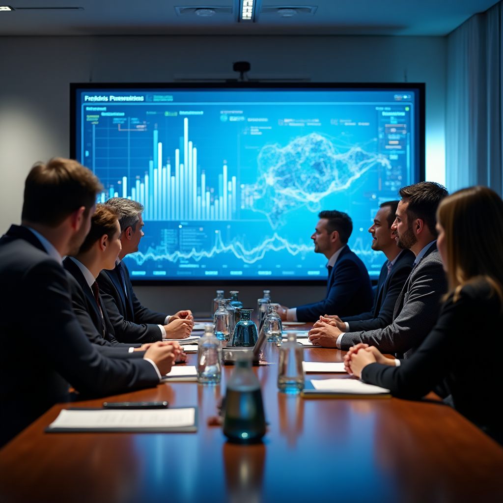 Equipo de profesores financieros enseñando